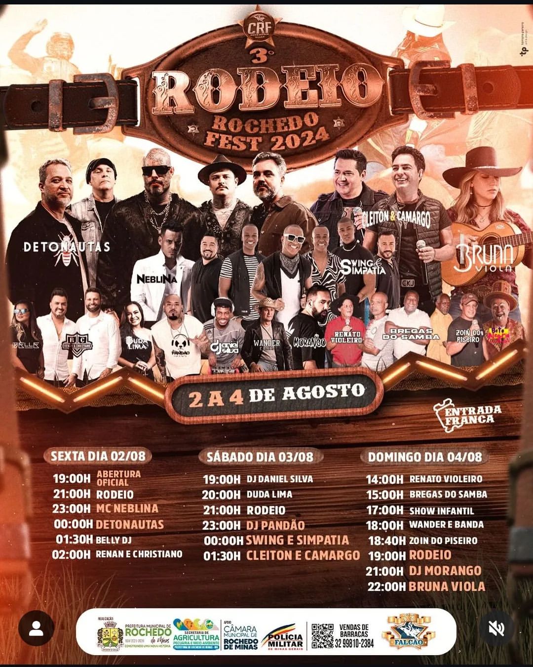 Programação 3° Rodeio Rochedo Fest 2024 Rochedo de Minas