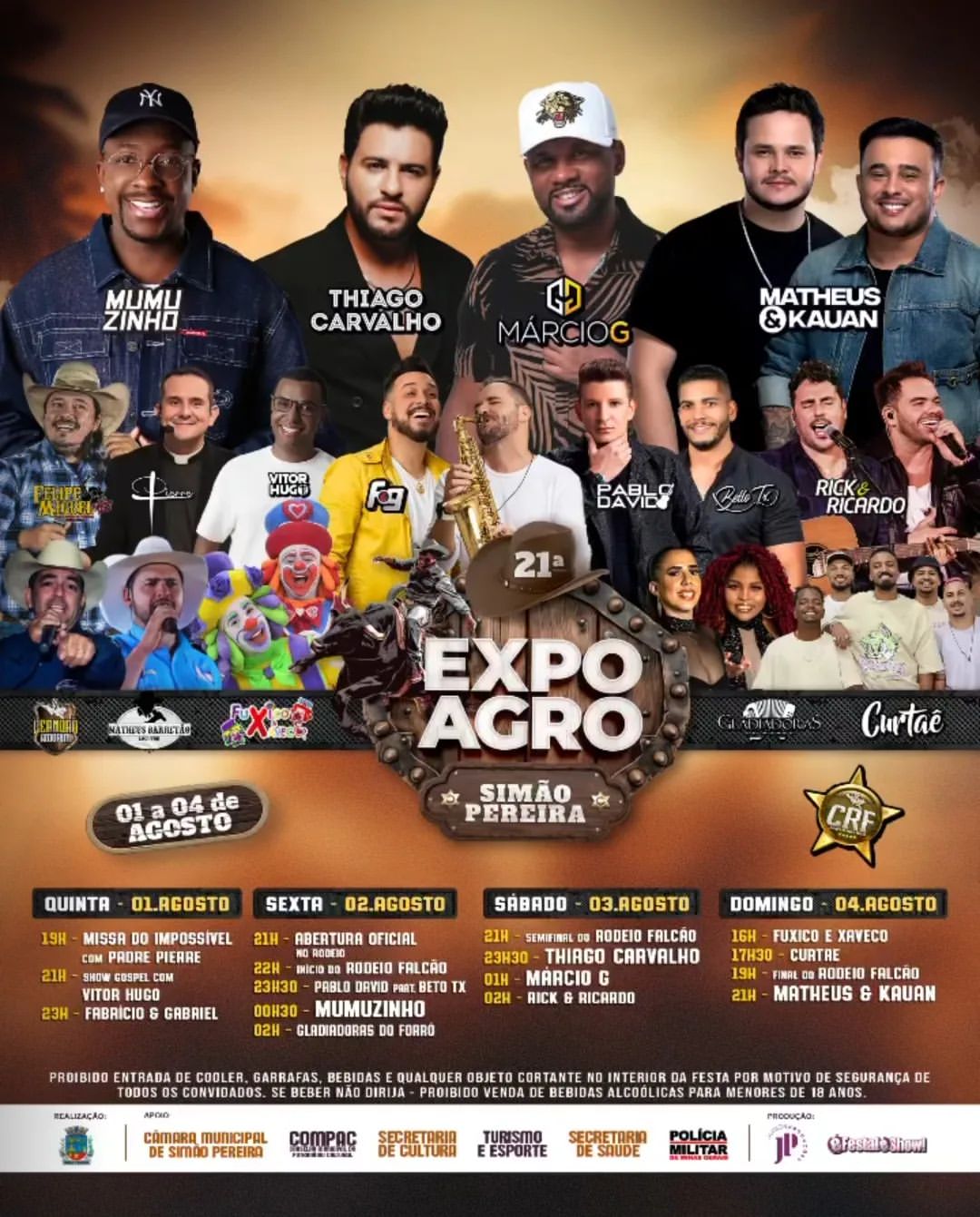 Programação 21° ExpoAgro Simão pereira 2024