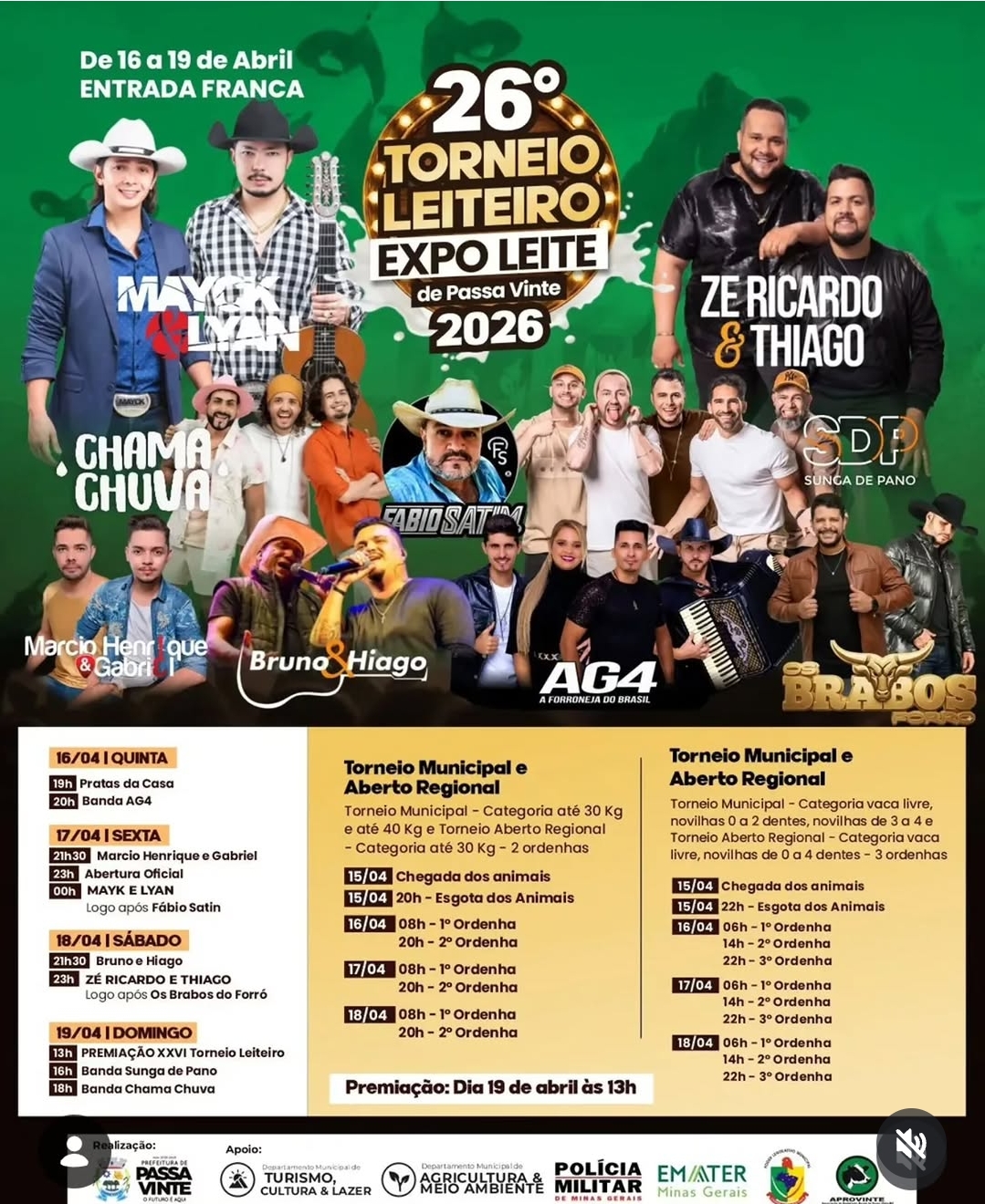 26° ExpoAgro de Passa Vinte 2026 programação completa