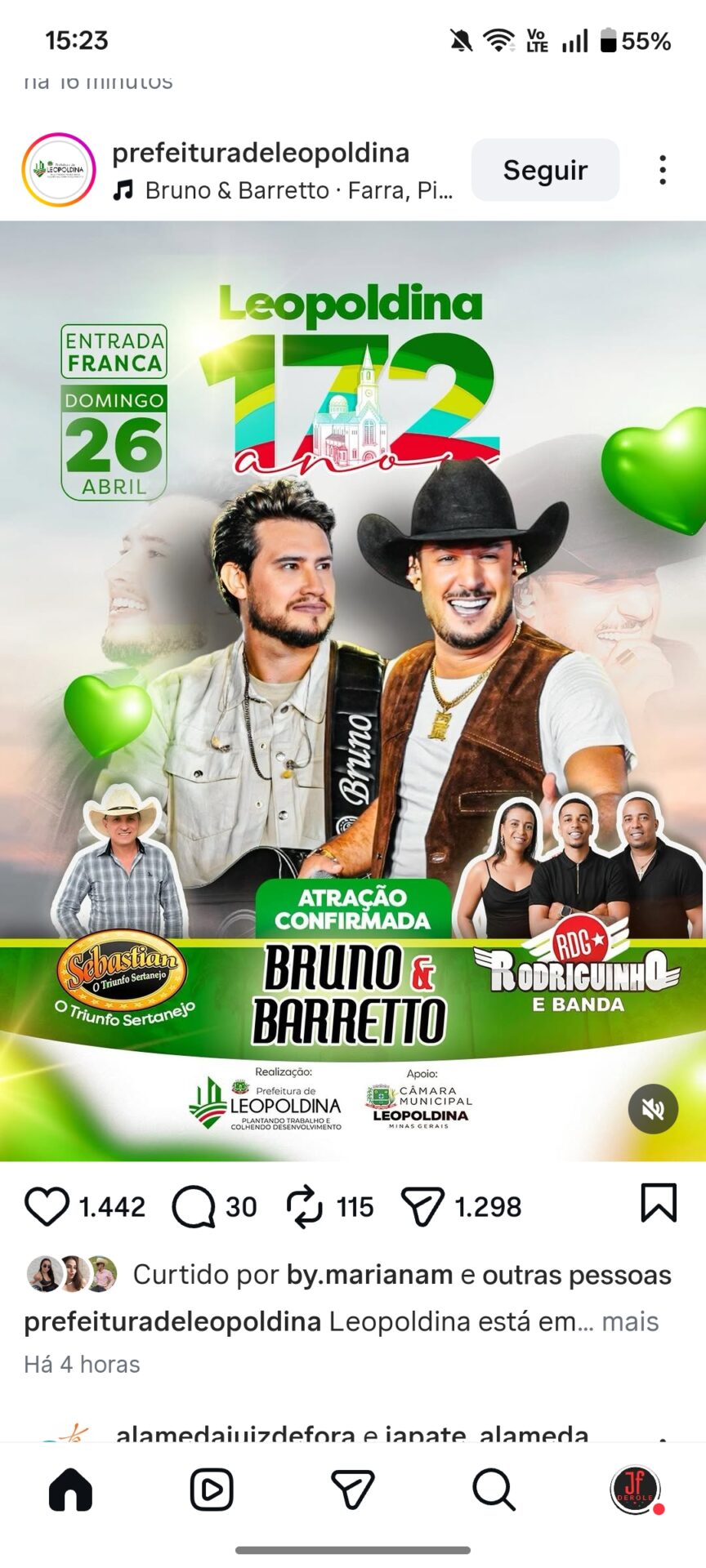 Festa 172 anos de Leopoldina MG 2026