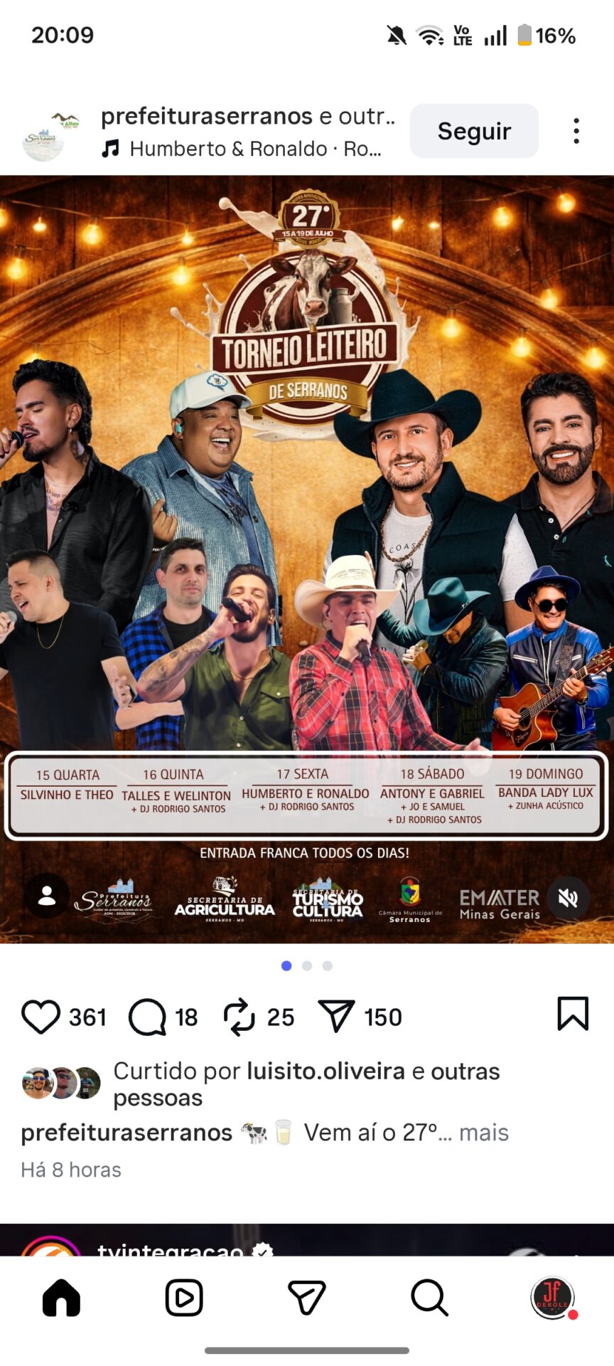 VEM AÍ O 27º TORNEIO LEITEIRO DE SERRANOS